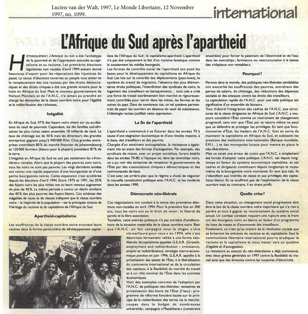 van der Walt - L'Afrique du Sud apres l'apartheid