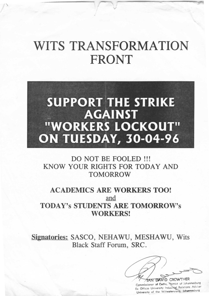 1996 protests Wits posters003